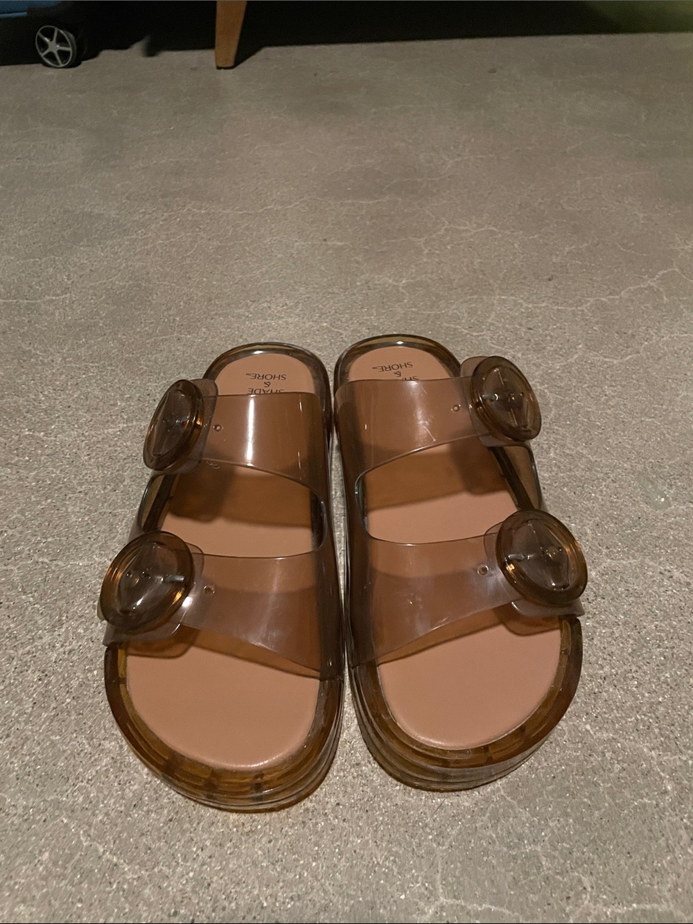 Target Clear Brown Double-Buckle Slide Sandals - Women